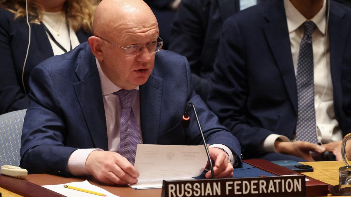 Russian ambassador to the United Nations Vassily Nebenzia attends a Security Council meeting at the United Nations headquarters in New York City, U.S., May 26, 2026. REUTERS/Shannon Stapleton