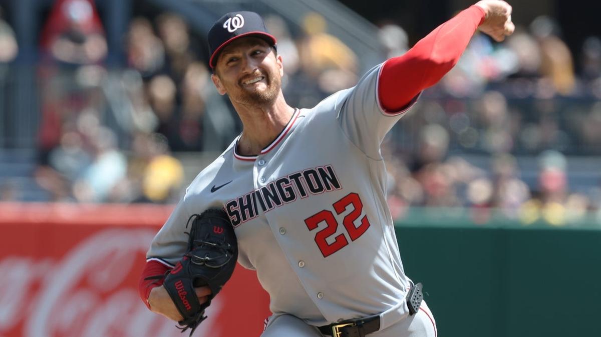 
                 Apr 16, 2026; Pittsburgh, Pennsylvania, USA;  Washington Nationals starting pitcher Foster Griffin (22) delivers a pitch against the Pittsburgh Pirates during the first inning at PNC Park. Mandatory Credit: Charles LeClaire-Imagn Images 
              
