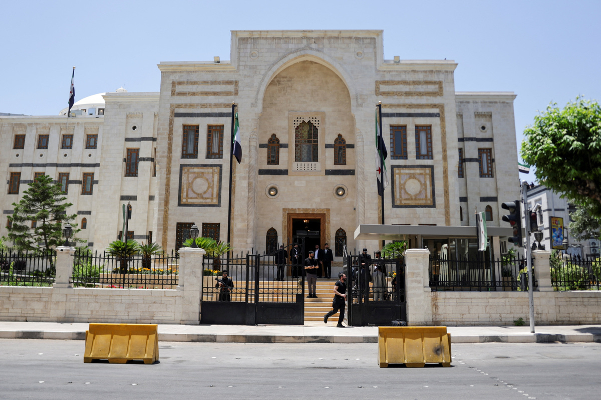 Syrian parliament building, on the day of newly formed People's Assembly inaugural session, the first parliament session since the end of the rule of ousted Syrian President Bashar al-Assad, in Damascus, Syria, July 12, 2026. REUTERS/Khalil Ashawi