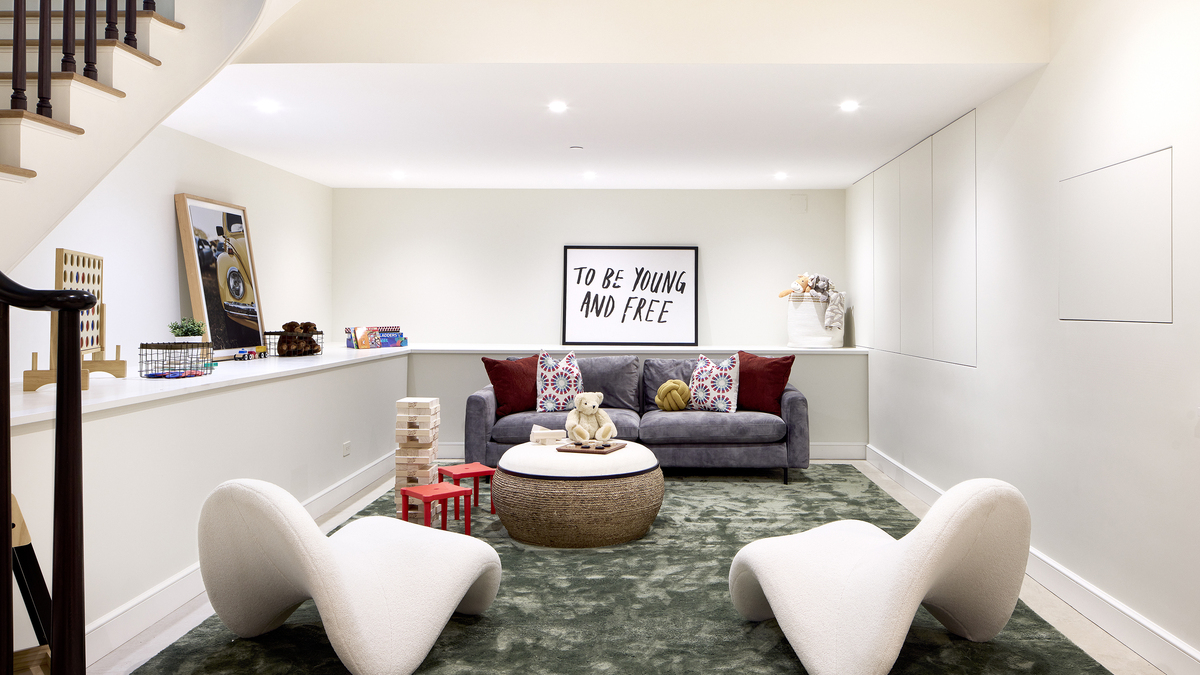 A lower level space is made fun and youthful.