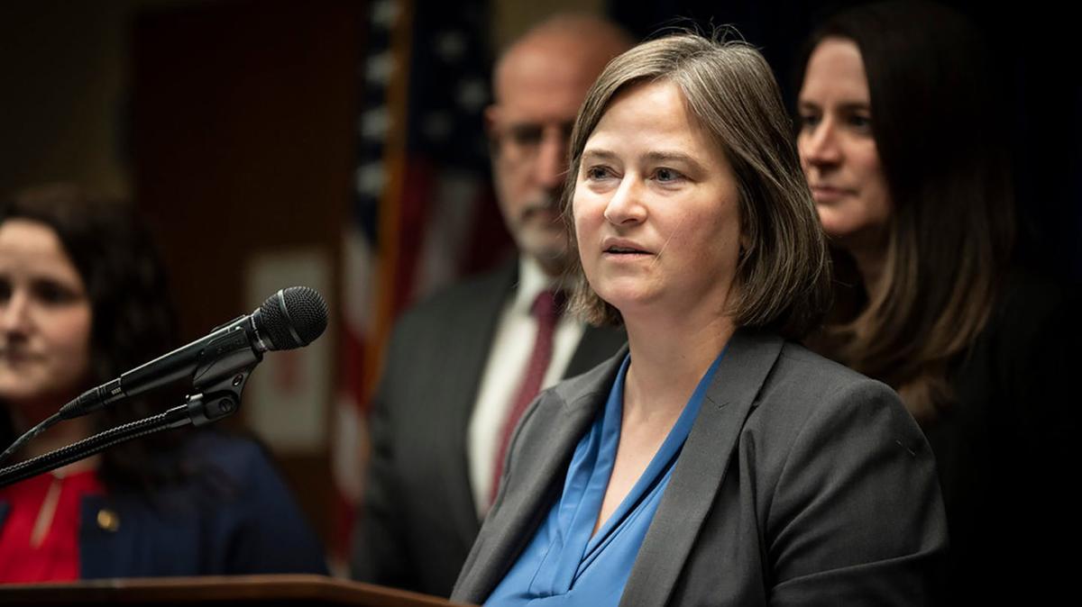 Judge Laura Provinzino speaks at a news conference in 2023. (Renee Jones Schneider/The Minnesota Star Tribune/TNS)