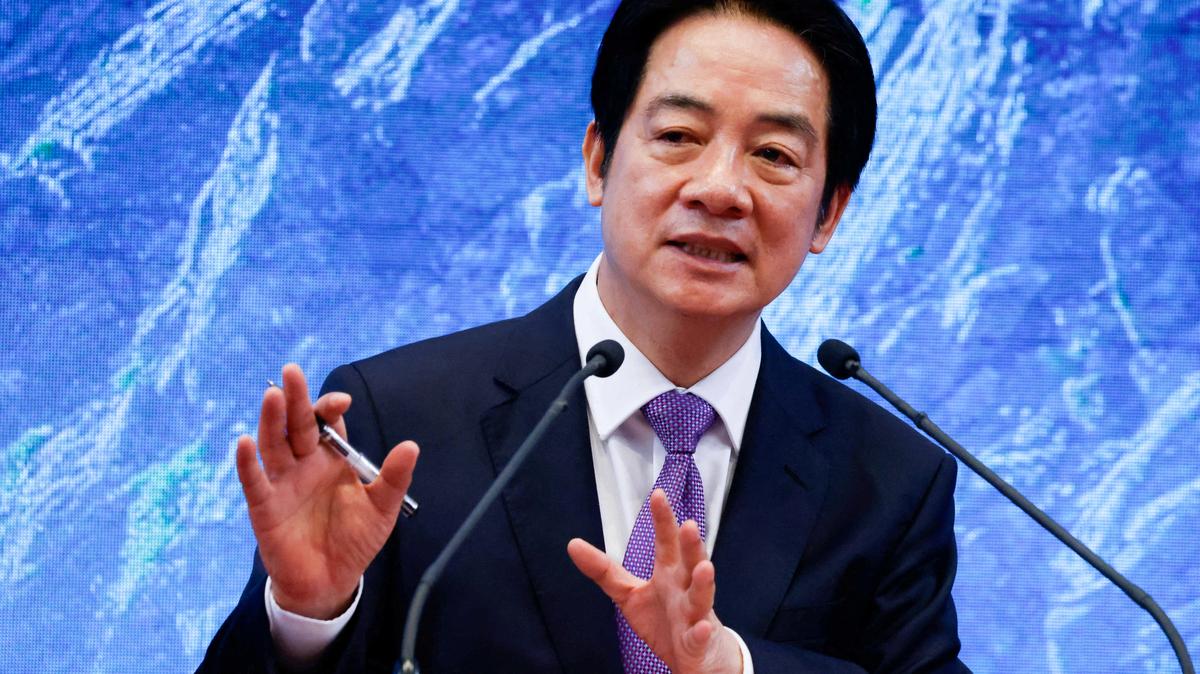 FILE PHOTO: Taiwan President Lai Ching-te speaks at a news conference on the second anniversary of his taking office, at the presidential building in Taipei, Taiwan May 20, 2026. REUTERS/Ann Wang/File Photo