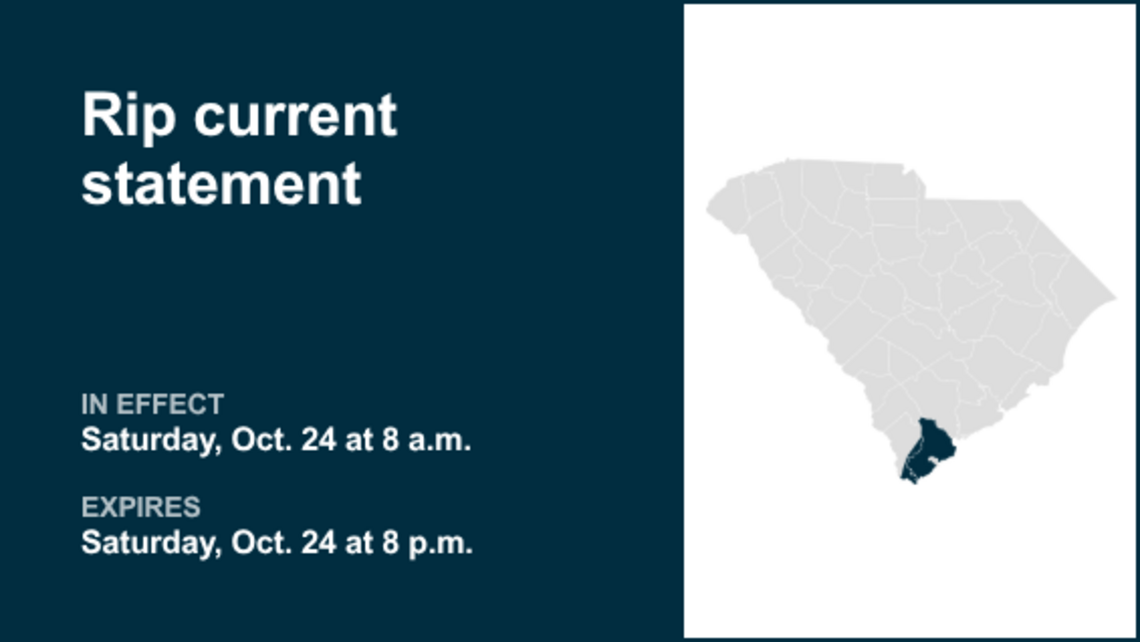 Rip current statement in place for Coastal Jasper and Beaufort County for Saturday 