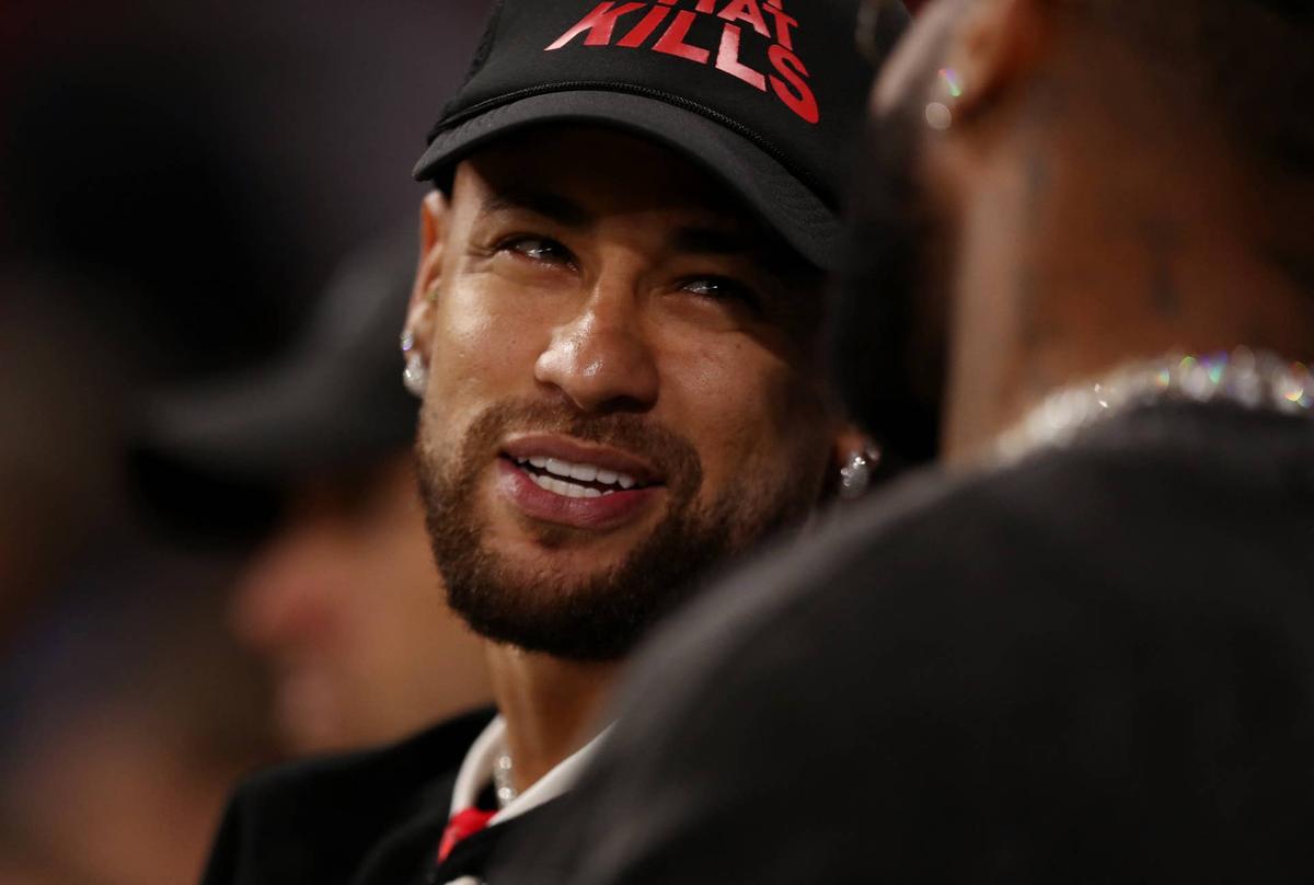  Neymar in the stands before a NFL game at Corinthians Arena. Jean Carniel/Reuters via Imagn Images