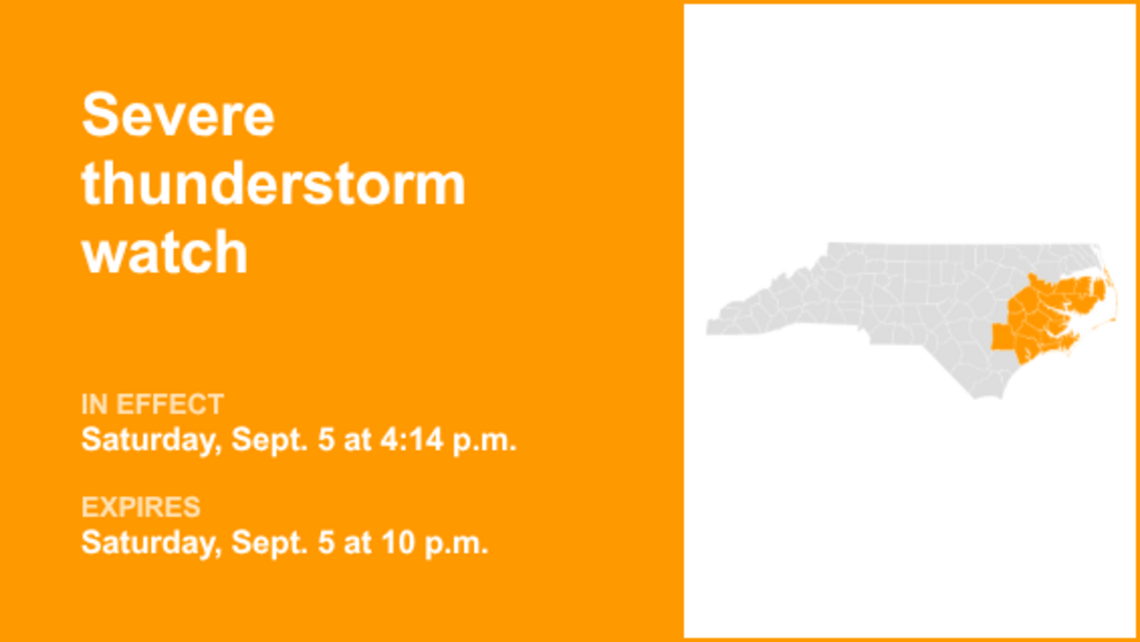 UPDATE: Severe thunderstorm watch for Eastern North Carolina Saturday night 
