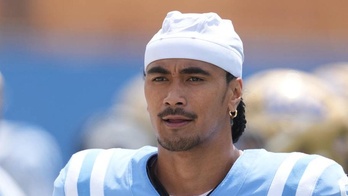  May 2, 2026; Pasadena, CA, USA; UCLA Bruins quarterback Nico Iamaleava (9) reacts during the spring game at Rose Bowl. Mandatory Credit: Kirby Lee-Imagn Images | Kirby Lee-Imagn Images 