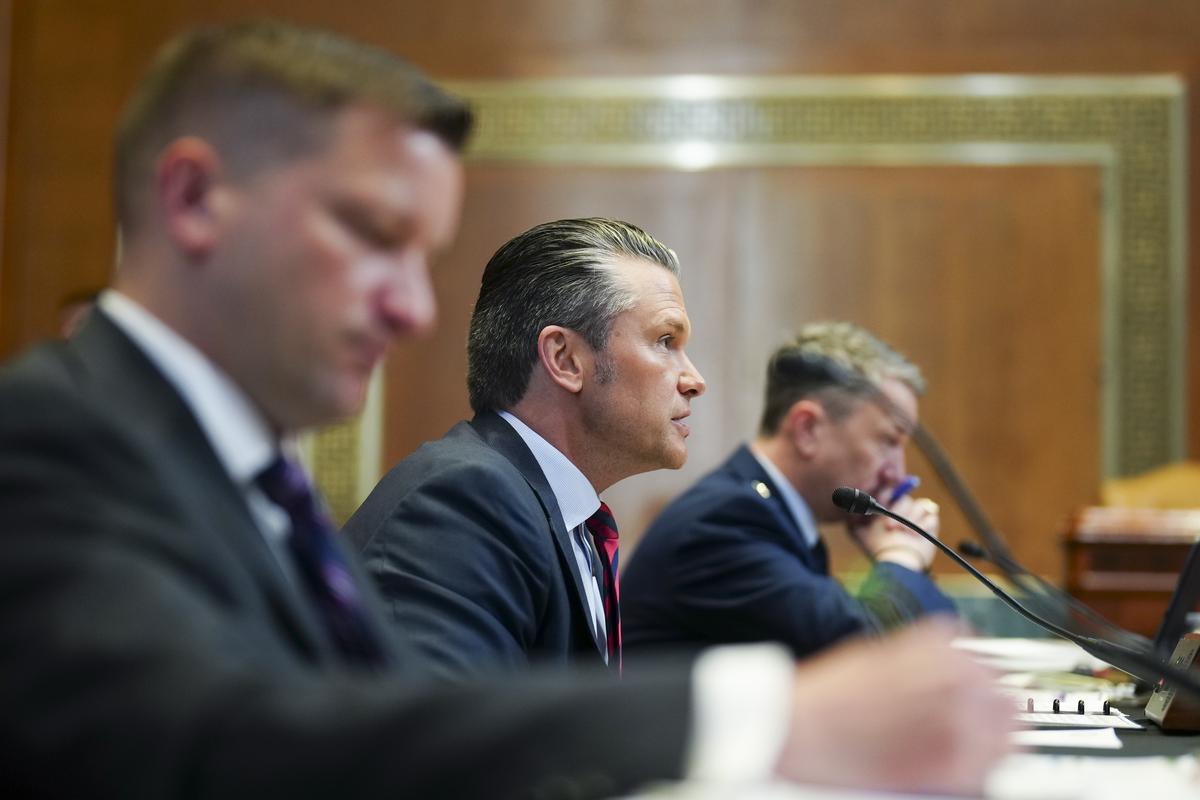 Defense Secretary Pete Hegseth testifies during a Senate Appropriations subcommittee on defense hearing on the Department of Defense's budget request on Capitol Hill in Washington, on Tuesday, May 12, 2026. (Tierney L. Cross/The New York Times)