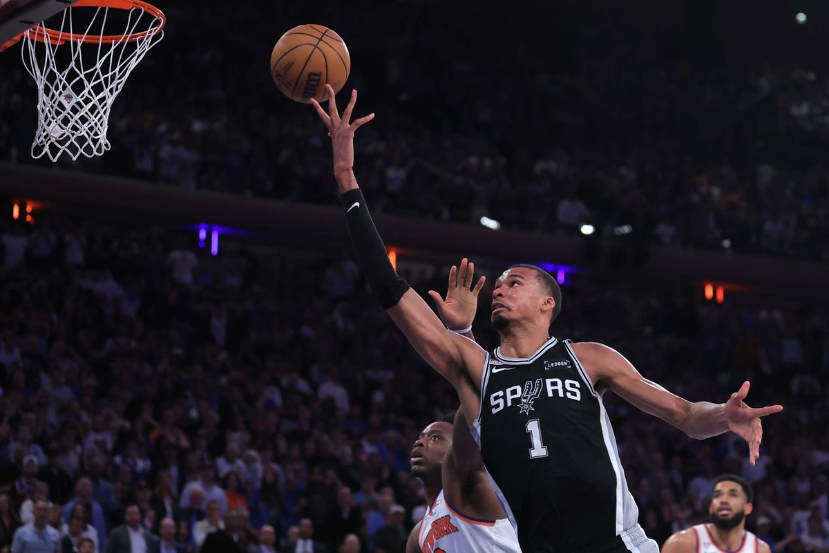  San Antonio Spurs forward Victor Wembanyama (1) shoots during the 2026 NBA Finals at Madison Square Garden. Mandatory Credit: Brad Penner-Imagn Images Brad Penner-Imagn Images