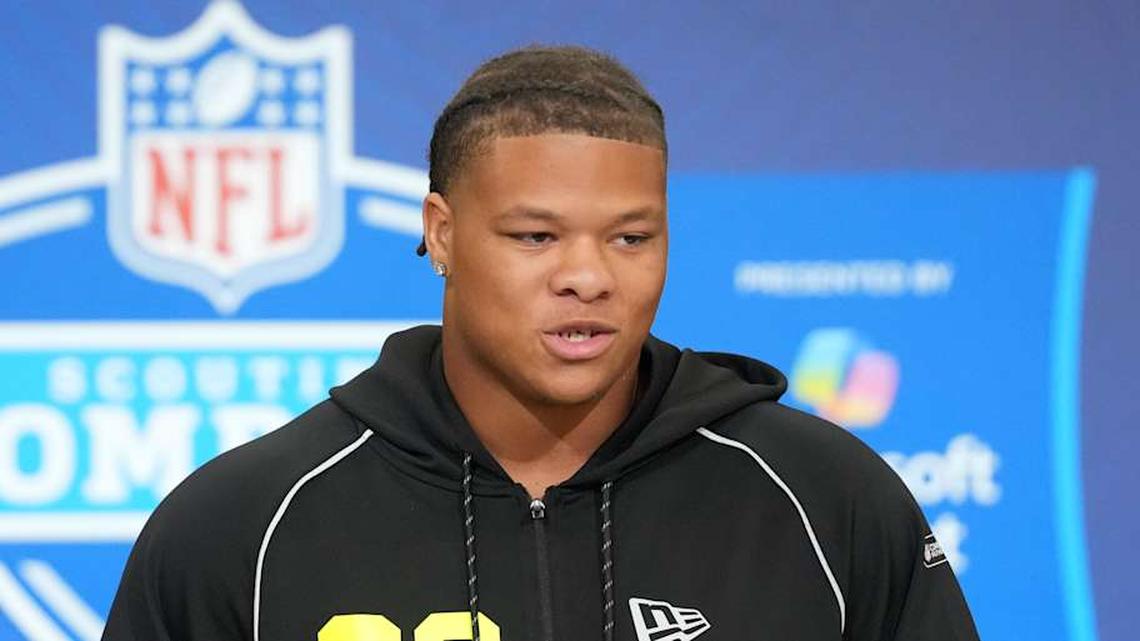  Feb 25, 2026; Indianapolis, IN, USA; Clemson defensive lineman Peter Woods (DL29) speaks during the NFL Scouting Combine at the Indiana Convention Center. Mandatory Credit: Kirby Lee-Imagn Images | Kirby Lee-Imagn Images 
