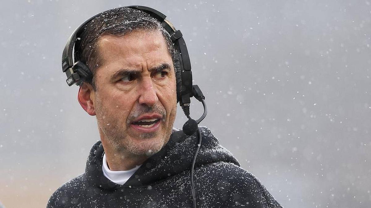  Nov 29, 2025; Minneapolis, Minnesota, USA; Wisconsin Badgers head coach Luke Fickell looks on during the first half against the Minnesota Golden Gophers at Huntington Bank Stadium. Mandatory Credit: Matt Krohn-Imagn Images | Matt Krohn-Imagn Images 
