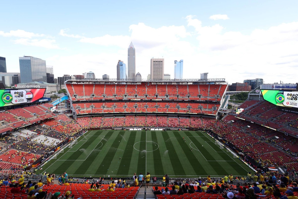  General view inside the stadium prior to the international friendly match between Brazil and Egypt at Huntington Bank Field on June 06, 2026 in Cleveland, Ohio. (Photo by Kirk Irwin/Getty Images) Photo by Kirk Irwin/Getty Images