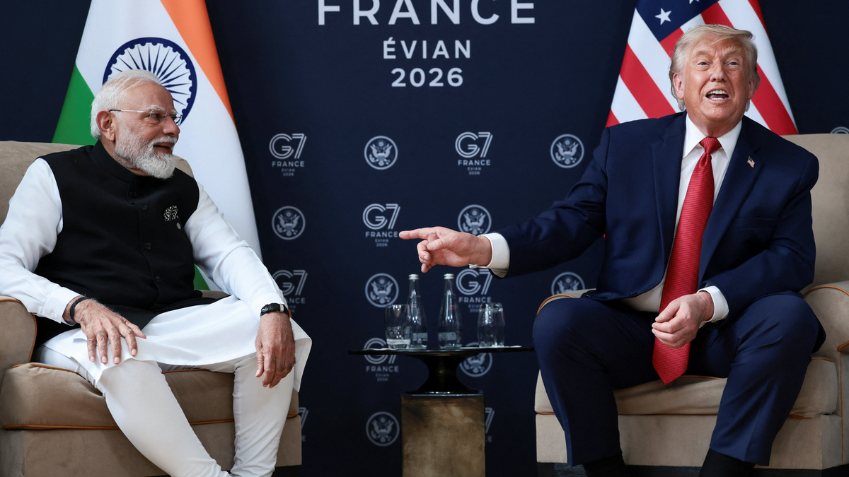 U.S. President Donald Trump attends a bilateral meeting with Indian Prime Minister Narendra Modi during the G7 Summit in Evian-les-Bains, France, June 17, 2026. REUTERS/Evelyn Hockstein