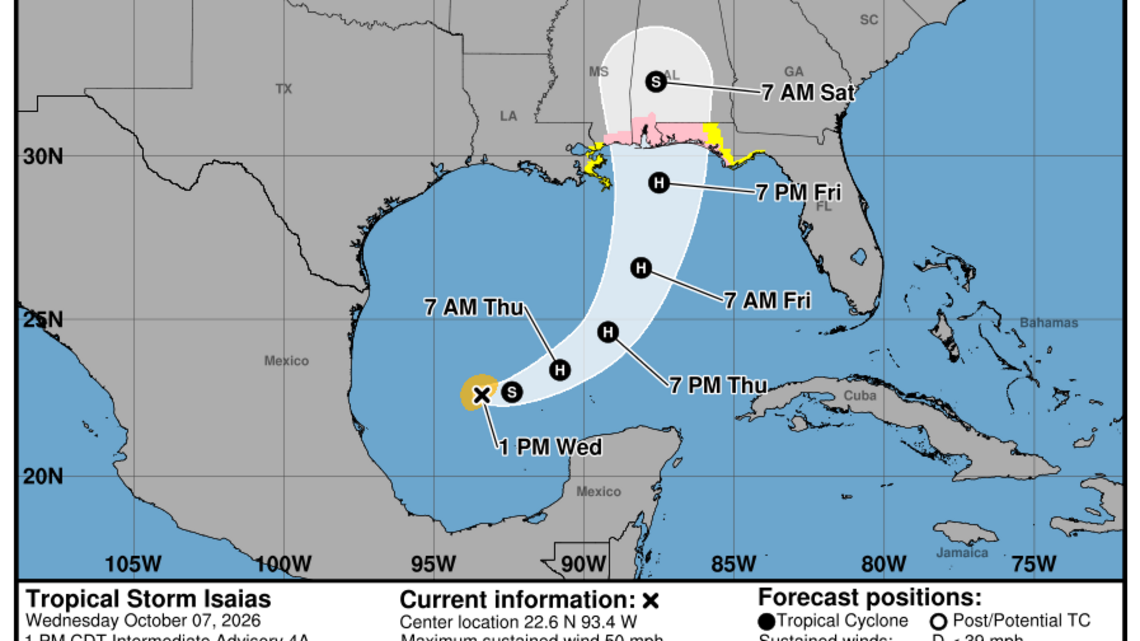 Tropical Storm Isaias: Wednesday, Oct. 7 update from the NHC on latest developments 