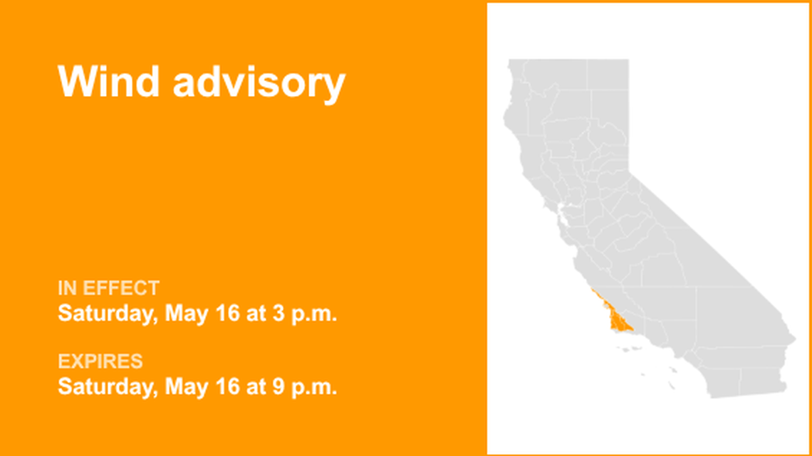 UPDATE: Wind advisory issued for Central Coast until Saturday night, says the NWS 