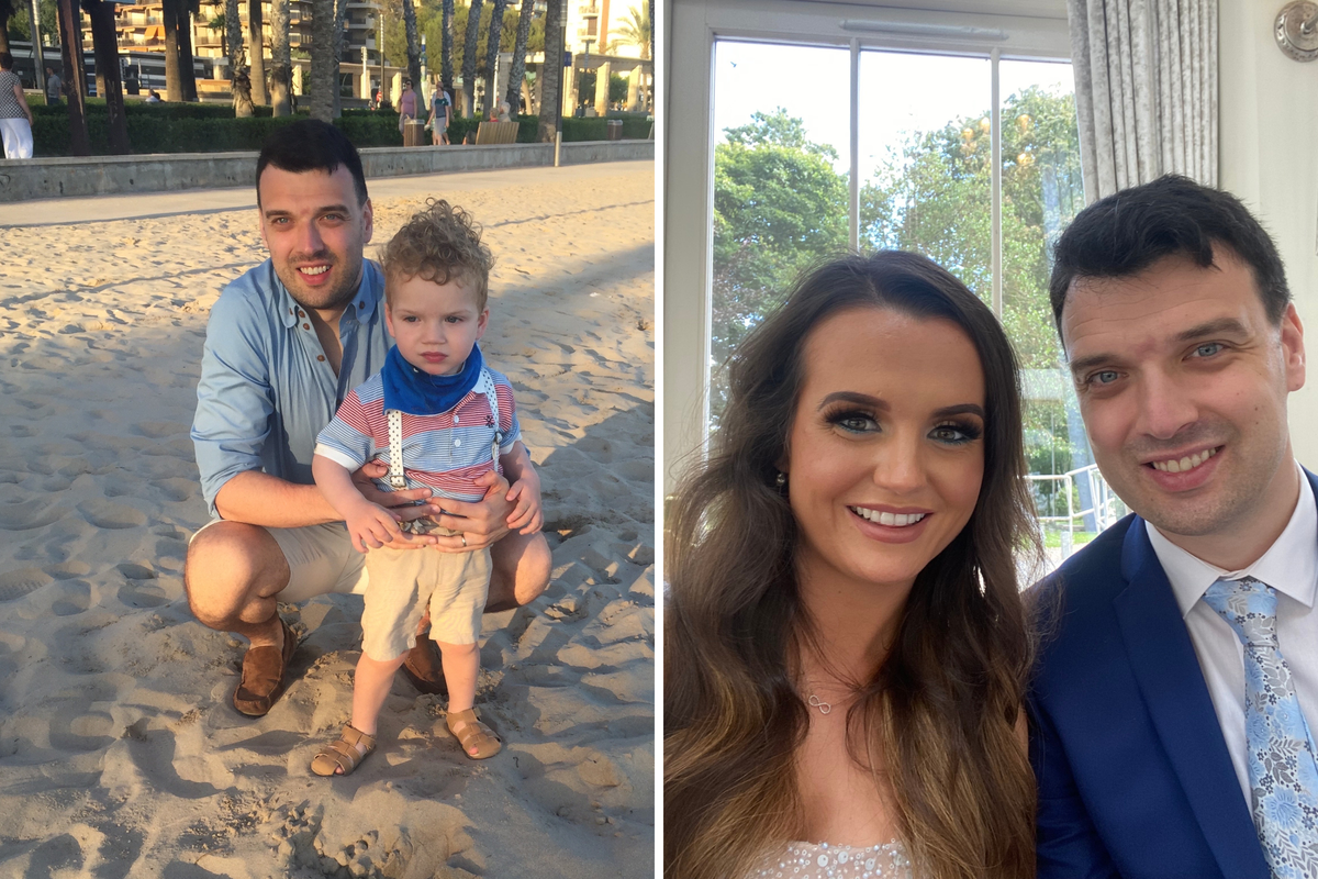  From left: Alan with his son, and Lisa Marshall with Alan. 