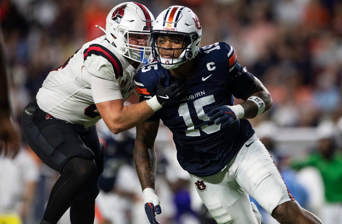  Auburn defensive end Keldric Faulk. Jake Crandall/ Advertiser / USA TODAY NETWORK via Imagn Images
