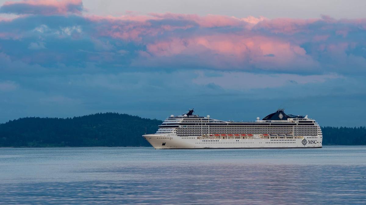MSC Cruises MSC Poesia cruise ship sets sail to Alaska from Seattle. 