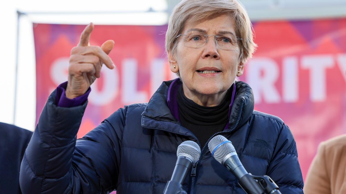 Borrowers Not Billionaires – Rally To Defend CFPB. Senator Elizabeth Warren speaks during the Borrowers Not Billionaires Rally To Defend the CFPB (Consumer Financial Protection Bureau) at Capitol Hill on February 09, 2026 in Washington, DC. 