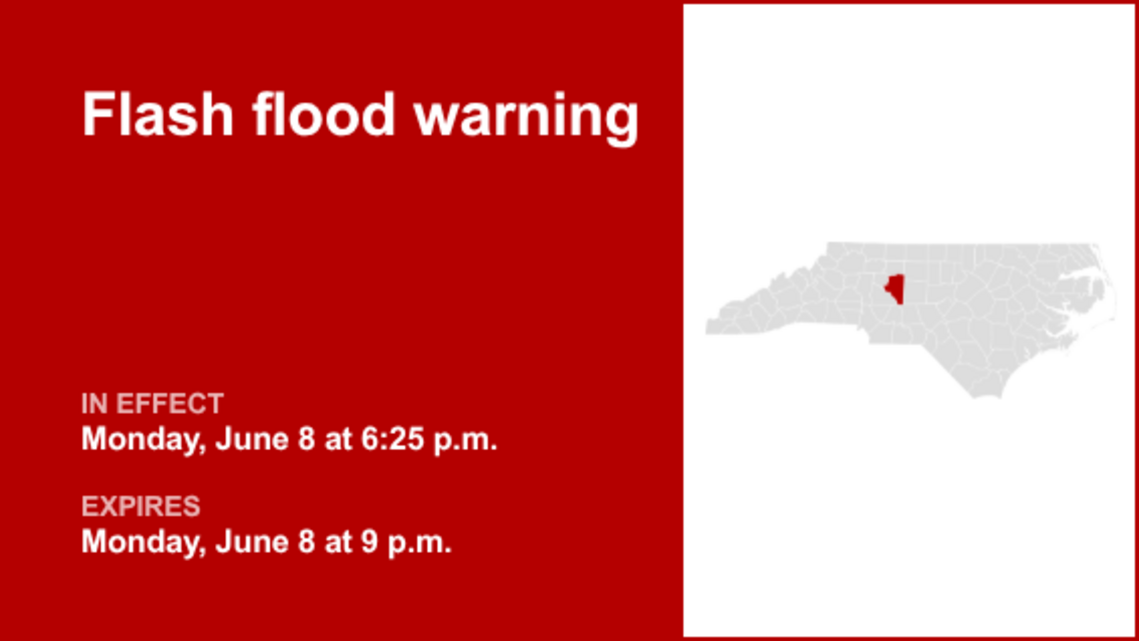 UPDATE: The current flash flood warning for Davidson County will expire at 9 p.m. 