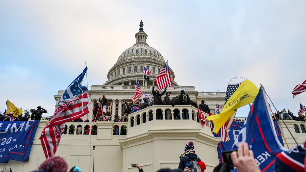 Supporters of then-President Donald Trump during the attack on the U.S. Capitol in Washington on Jan. 6, 2021. Trump said there was “a lot of talk about” creating a compensation fund because they had lost wages and other opportunities because they were prosecuted for storming the Capitol.