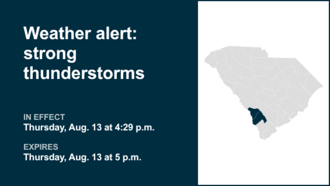 UPDATE: Prepare for strong thunderstorms in Allendale and Hampton counties early Thursday evening 
