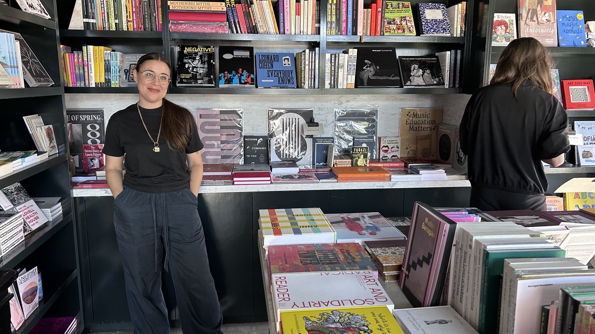 Jackie DesForges is the owner of Librairie, a bookstore in Silver Lake’s Sunset Junction, which opened May 30, 2026. She’s seen at the store on June 13, 2026. (Photo by Erik Pedersen/SCNG)