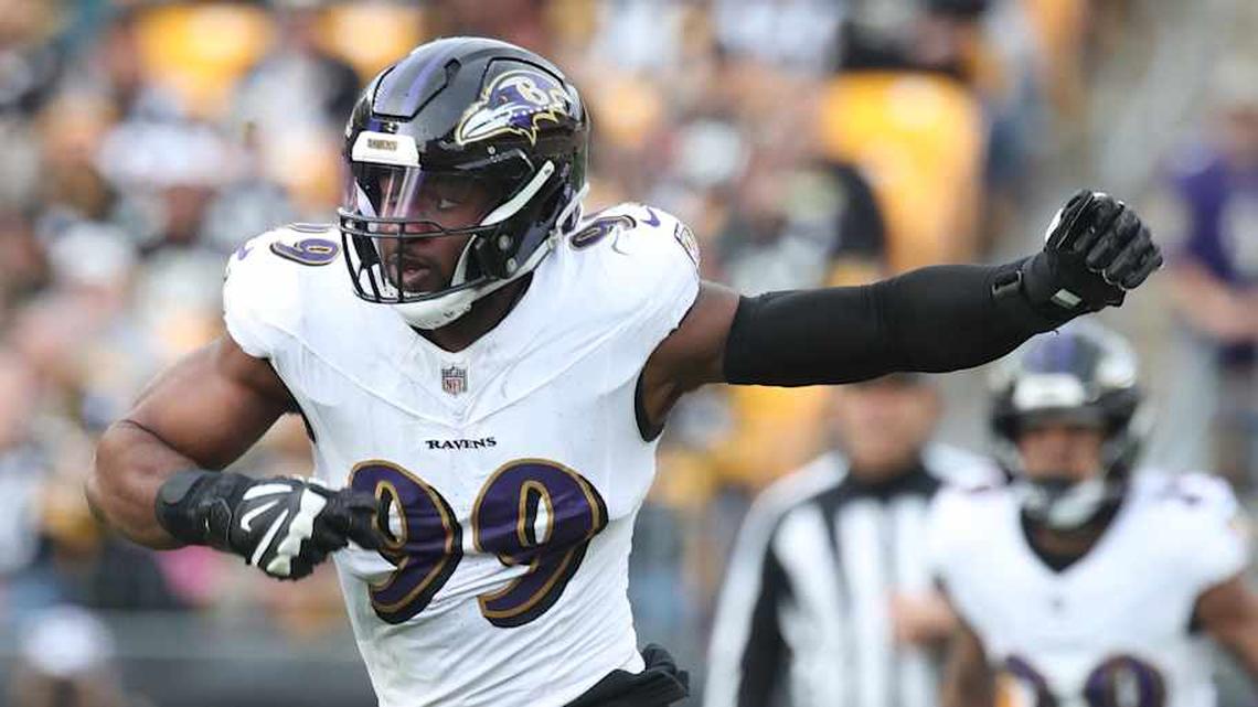  Odafe Oweh was drafted by the Ravens in the first round of the 2021 NFL draft. | Charles LeClaire-Imagn Images 