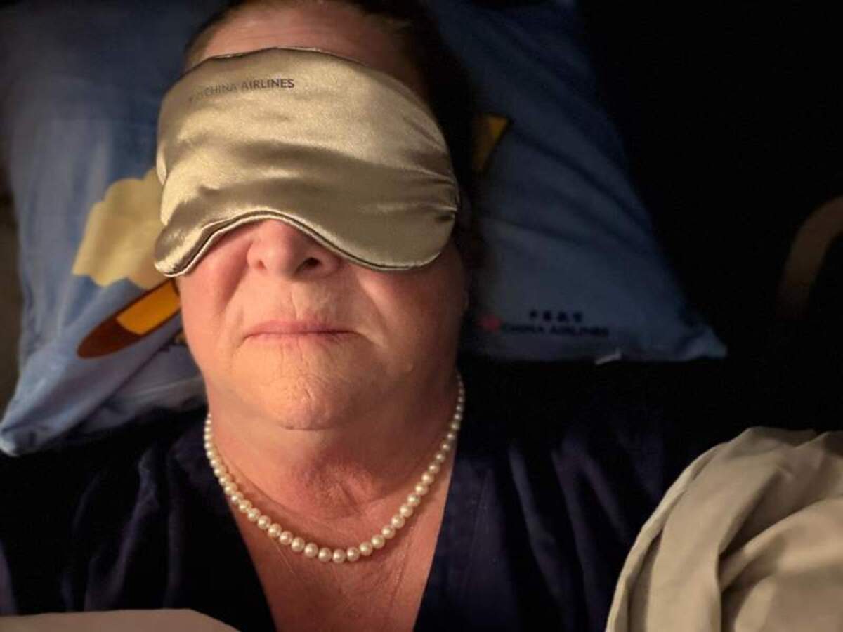  Best night’s sleep ever on an airplane. Photo credit: Marguerite "Peggy" Cleveland 