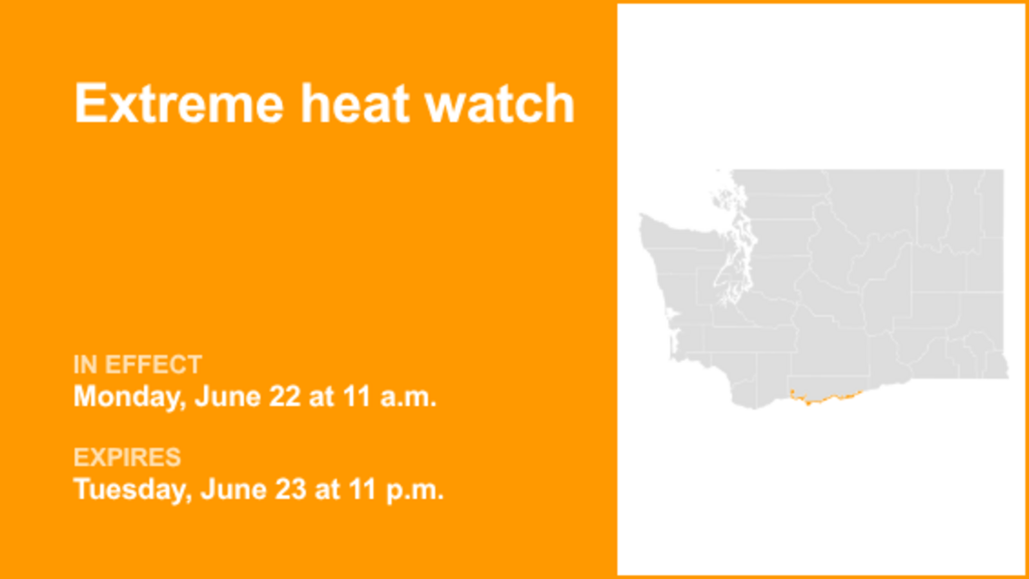 UPDATE: Extreme heat watch affecting Eastern Columbia River Gorge of Washington Monday and Tuesday 