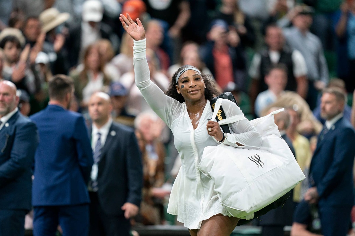  Jun 28, 2022; London, United Kingdom; Serena Williams (USA) leaves the court after her first round match against Harmony Tan (FRA) on day two at All England Lawn Tennis and Croquet Club. Mandatory Credit: Susan Mullane-USA TODAY Sports 