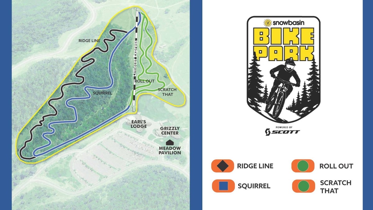  Snowbasin bike park trail map, Summer 2026.