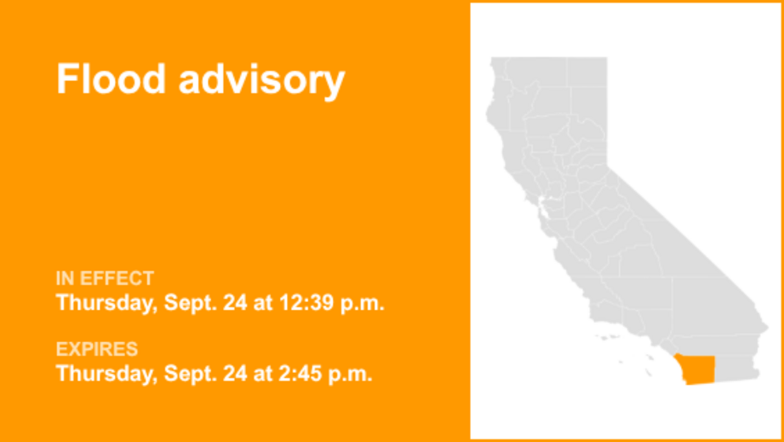 UPDATE: Flood advisory for San Diego County Thursday afternoon, says the NWS 