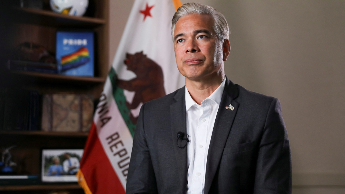 California Attorney General Rob Bonta speaks during an interview with Reuters in Oakland, California, U.S., June 4, 2026. REUTERS/Nathan Frandino