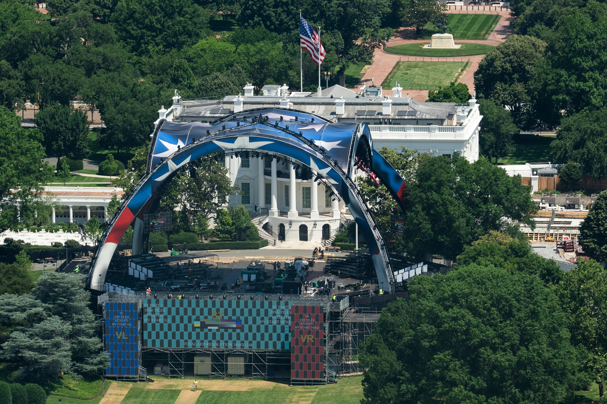  Preparations continue for the UFC Freedom 250 event on the White House South Lawn on June 7, 2026. 