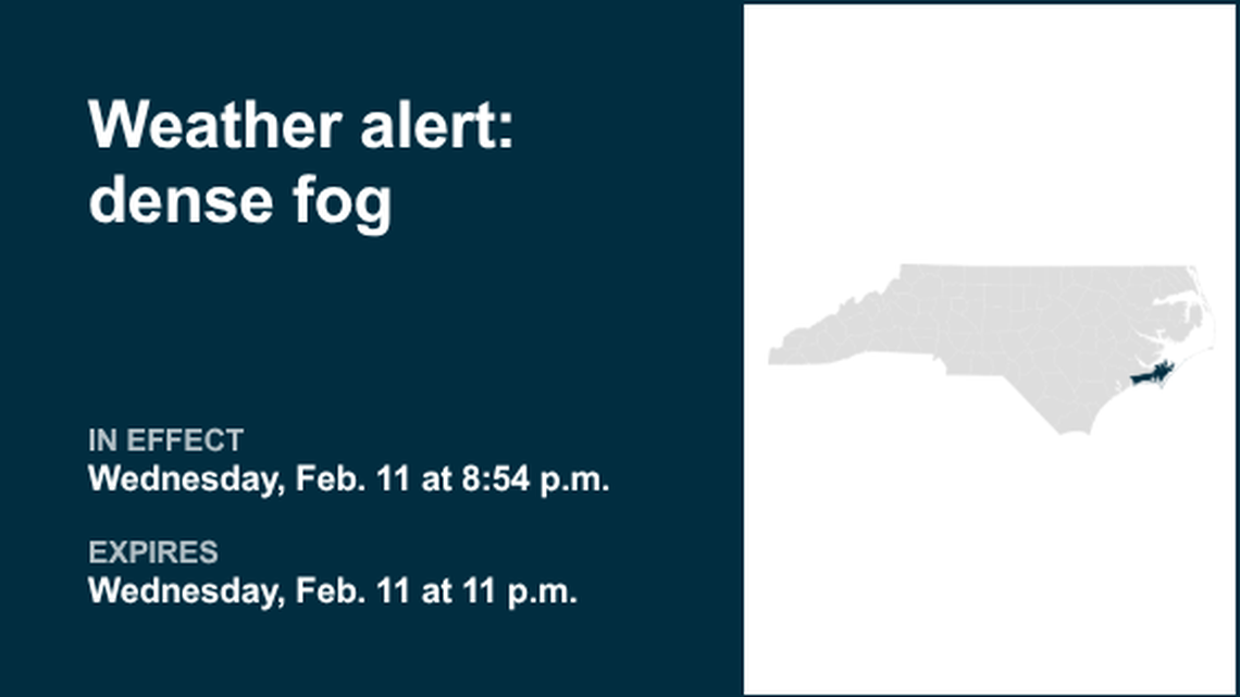 Weather alert announced for dense fog in West Carteret and East Carteret Wednesday night 