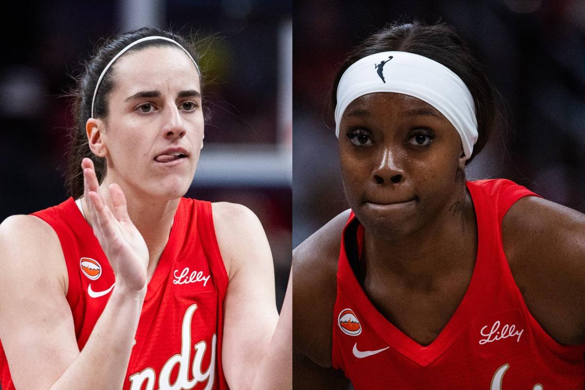  Indiana Fever guards Caitlin Clark and Raven Johnson. Trevor Ruszkowski-Imagn Images