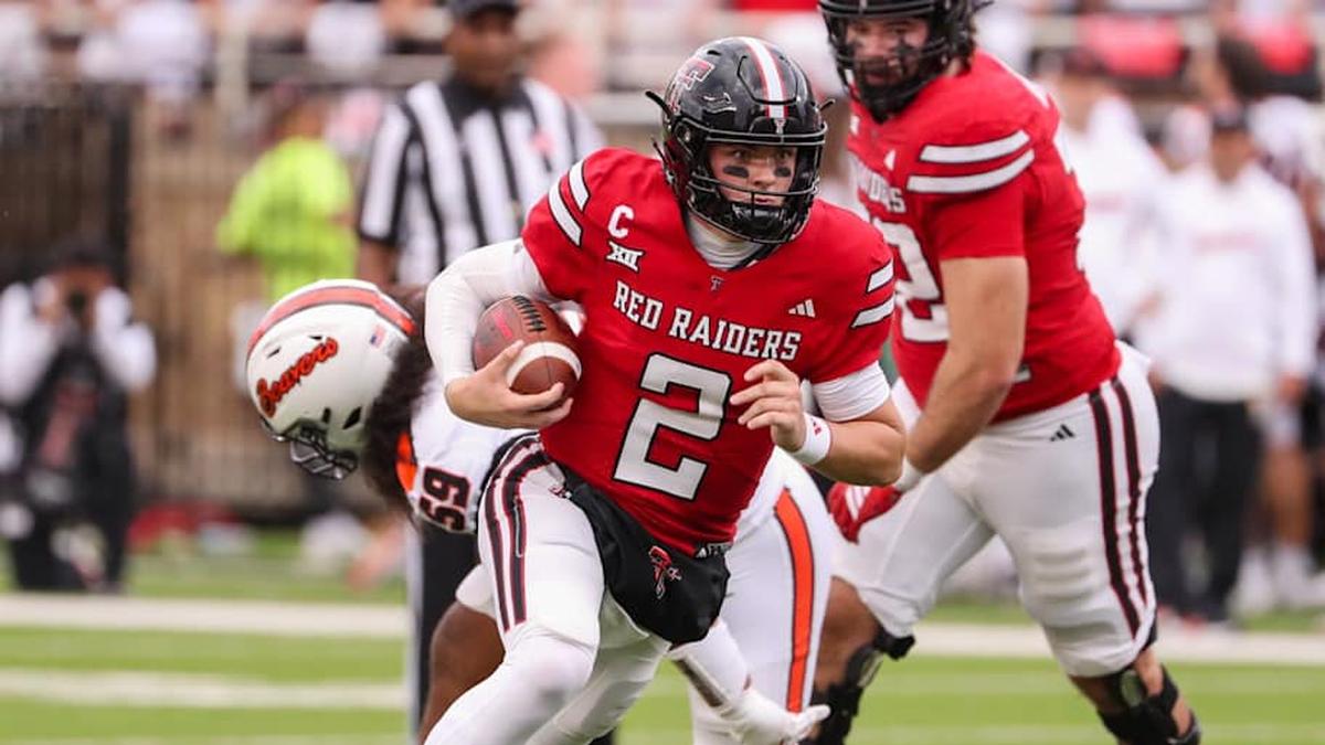  Texas Tech's Behren Morton runs against Oregon State during a non-conference football game, Saturday, Sept. 13, 2025, at Jones AT&T Stadium. | Nathan Giese/Avalanche-Journal / USA TODAY NETWORK via Imagn Images 