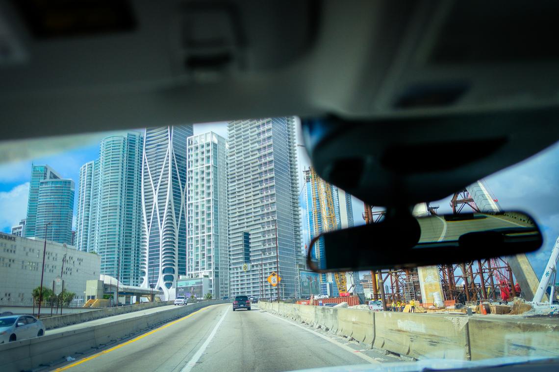  Driving on a freeway through Miami on March 11, 2026. 