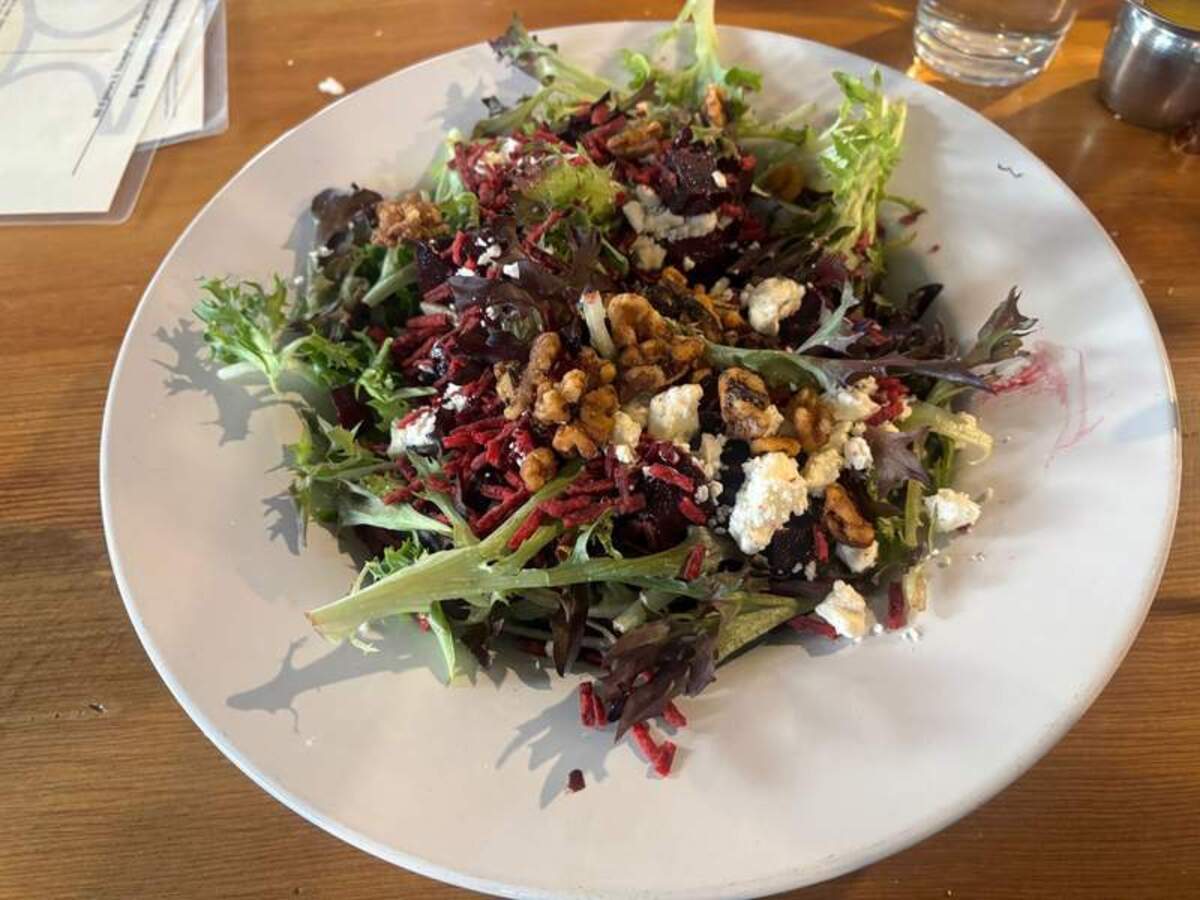  Salad with local produce at big Mountain Ciderworks. Photo credit: Judy Antell 