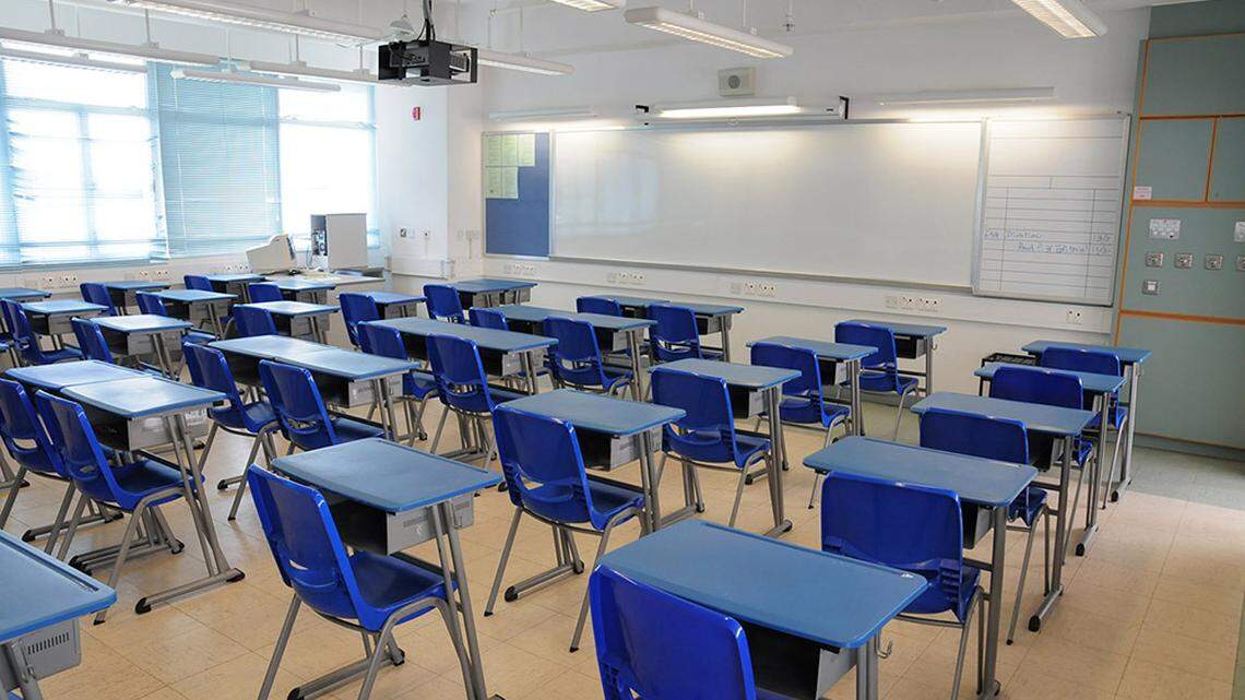 An empty classroom.