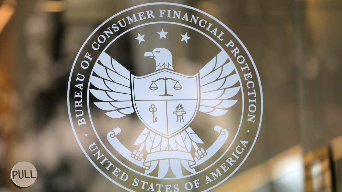 Signage is seen at the Consumer Financial Protection Bureau (CFPB) headquarters in Washington, D.C., U.S., August 29, 2020. REUTERS/Andrew Kelly
