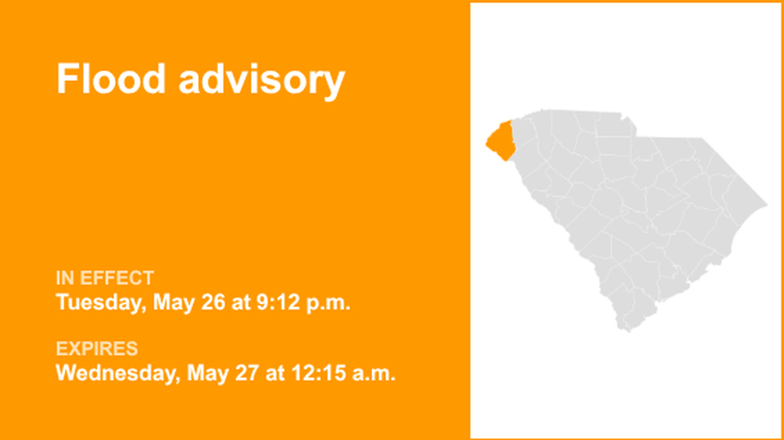 UPDATE: Flood advisory issued for Oconee County until early Wednesday 
