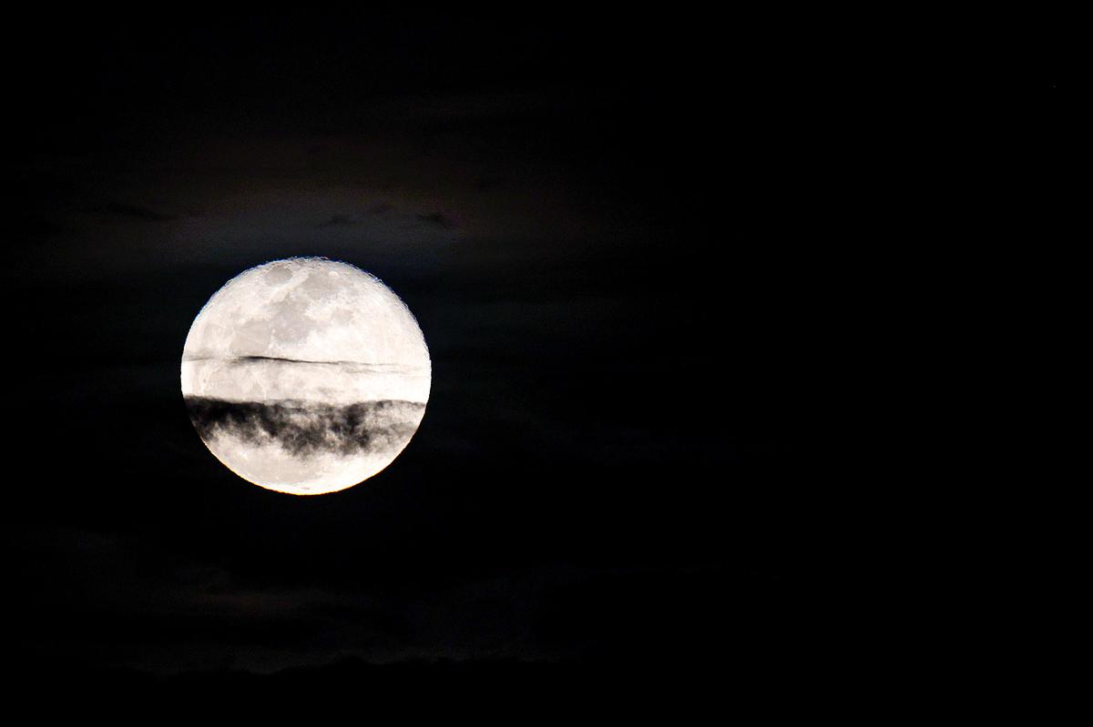 A general view of a full moon during the NASCAR Cup Series Duel 1at Daytona International Speedway on Feb. 13, 2025, in Daytona Beach, Florida. 