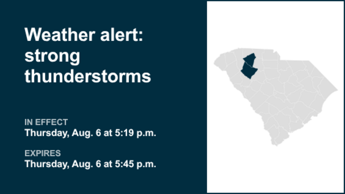 Thunderstorms with pea-sized hail in Laurens and Spartanburg counties Thursday 