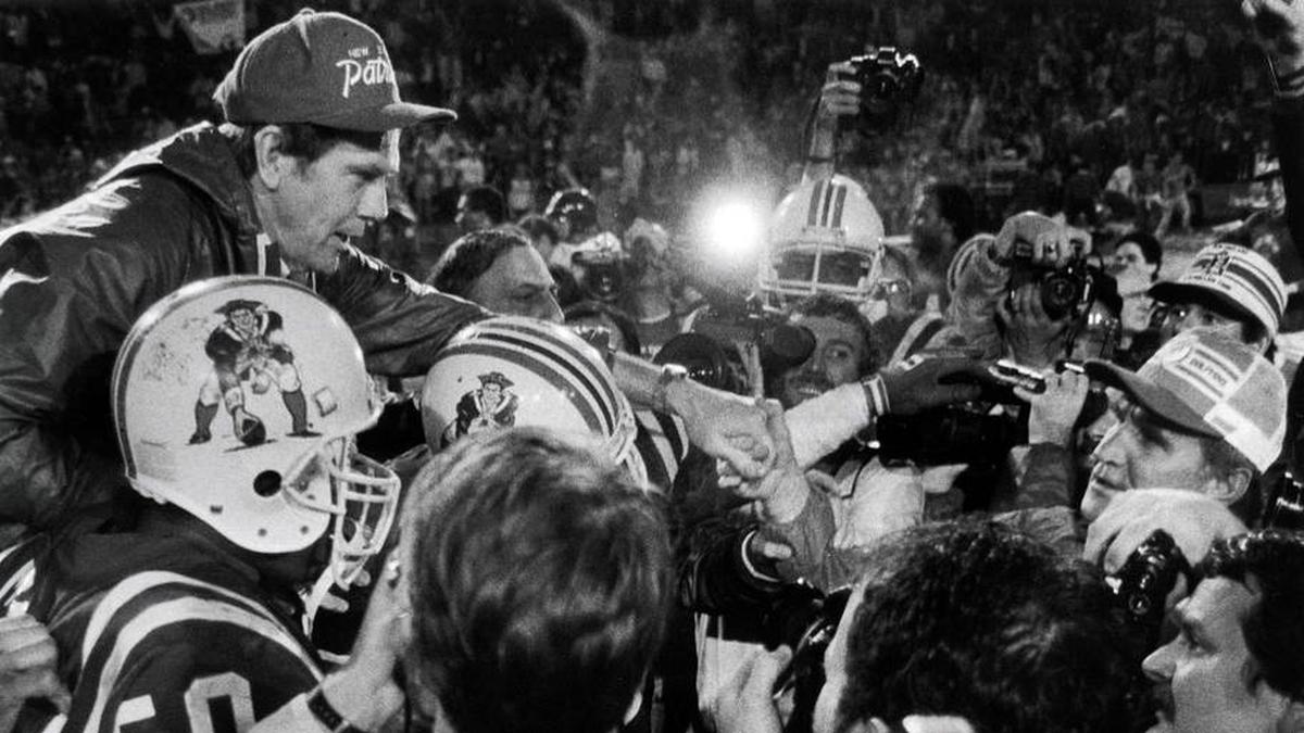  Jan 12, 1986, Miami, FL, USA; FILE PHOTO; Miami Dolphins head coach Don Shula (middle right) congratulates New England Patriots head coach Raymond Berry (top left) on their first title since 1963 after the 1985 AFC Championship at the Orange Bowl. The Patriots defeated the Dolphins 31-14. Mandatory Credit: RVR Photos-Imagn Images | RVR Photos-Imagn Images 