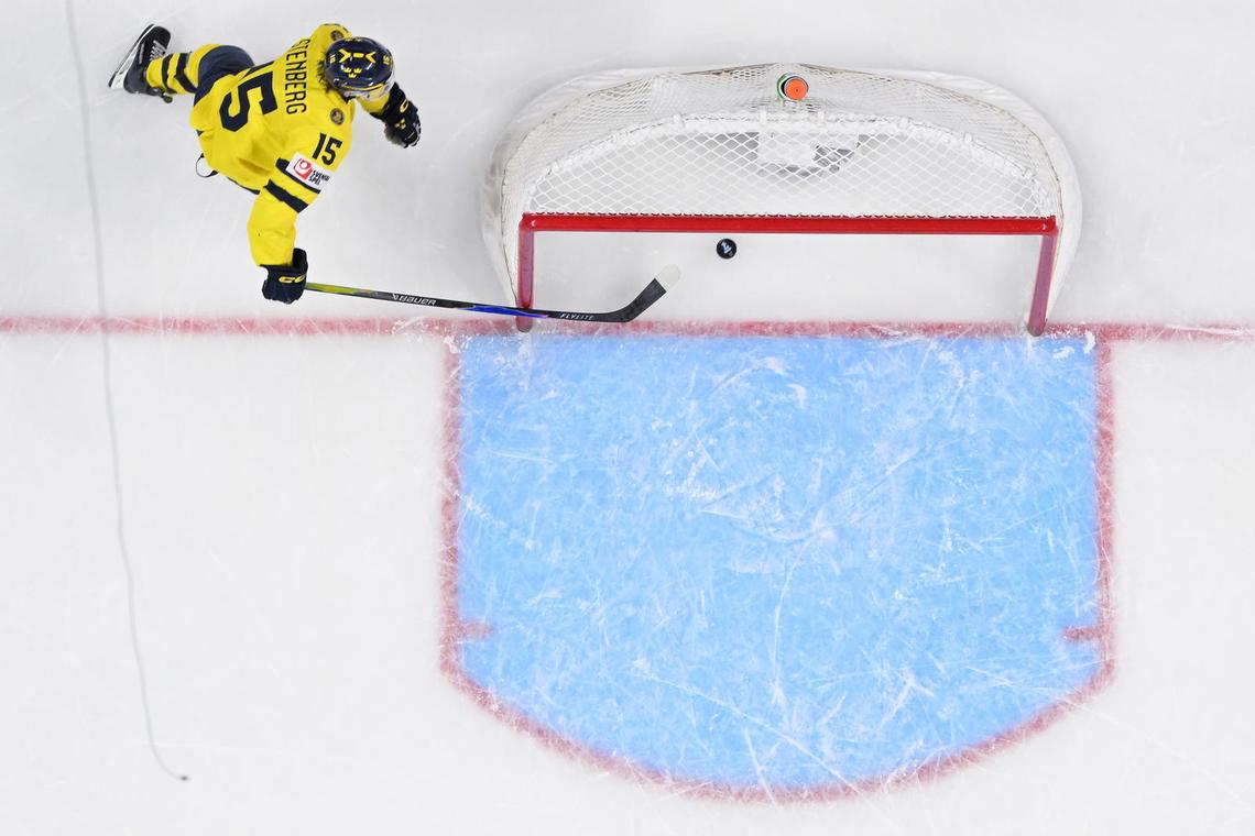  Ivar Stenberg scored the insurance marker in the gold medal game for Team Sweden (Nick Wosika-Imagn Images) 