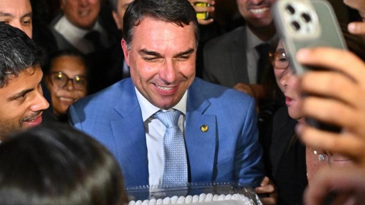 Published reports say Sen. Flavio Bolsonaro negotiated a multimillion-dollar sponsorship deal to finance a film about his father, former President Jair Bolsonaro, with a banker now jailed on suspicion of leading a criminal organization involved in financial fraud. Photo by Andre Borges/EPA