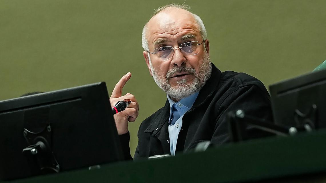 Iranian Parliament Speaker Mohammad Bagher Ghalibaf attends a closed-door session of the Iranian parliament in Tehran, on Jan. 7, 2026. (Icana via ZUMA Press Wire/TNS)