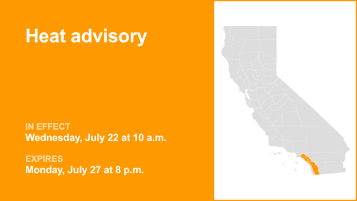 Heat advisory for Southern California from Wednesday to Monday 