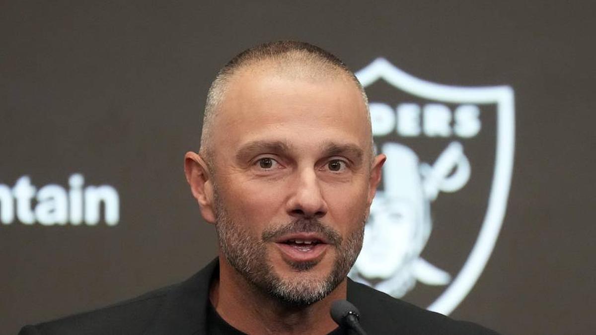 Feb 10, 2026; Henderson, NV, USA; Las Vegas Raiders general manager John Spytek at press conference at Intermountain Health Performance Center. Mandatory Credit: Kirby Lee-Imagn Images | Kirby Lee-Imagn Images 